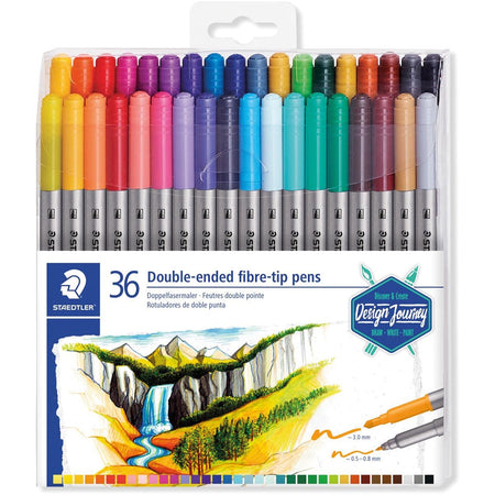 Staedtler - Farbmarker 3200 Doppelspitze feines und ultrafeines Gehäuse mit 36 ​​Farben