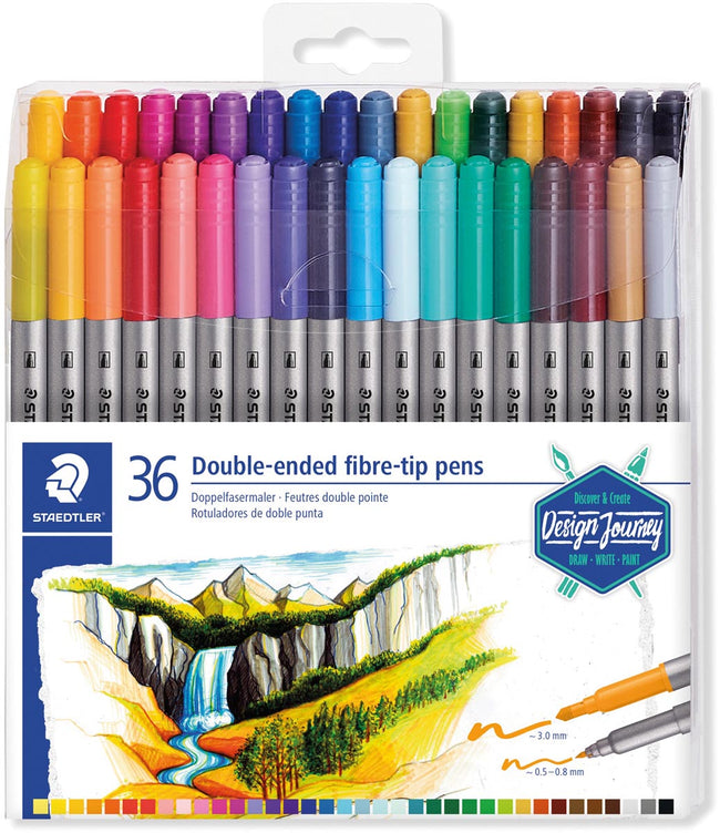 Staedtler - Marqueur couleur 3200 double pointe fine et ultra fine avec 36 couleurs