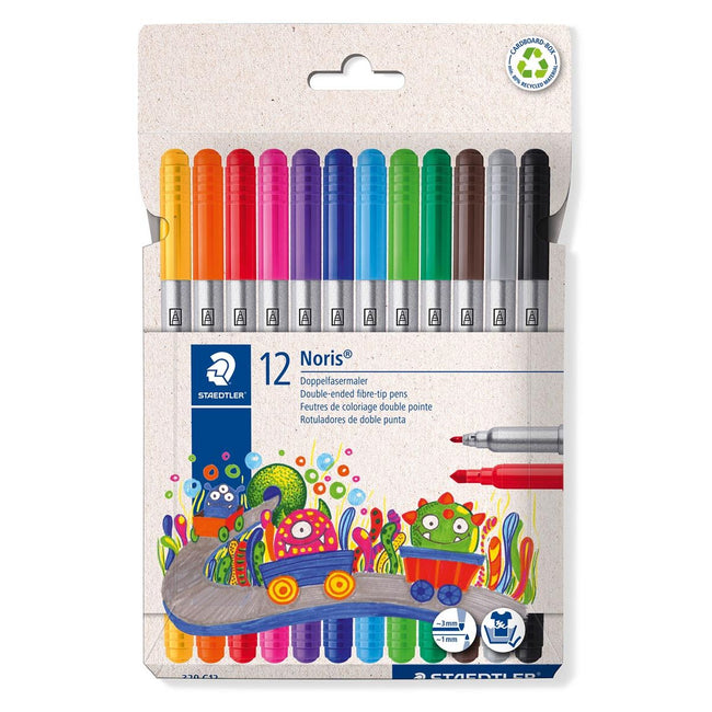 Staedtler -  viltstift Noris Club, geassorteerde kleuren, etui van 12 stuks
