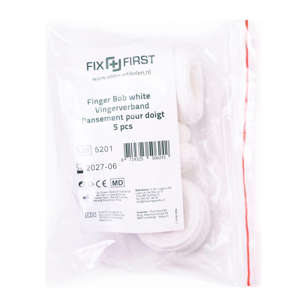 Fixfirst - Fixfirst vingerbobs, textiel, wit, pak van 5 stuks