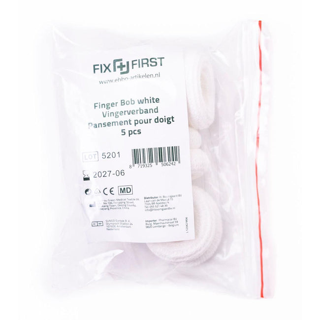 Fixfirst - bobs à doigts, textile, blanc, paquet de 5