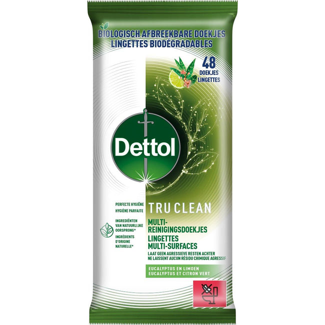 DETTOL - Lingettes nettoyantes TC Eucalyptus Citron Vert 48 pièces