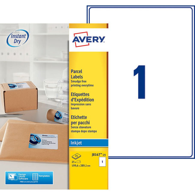 Avery -  Etiket  j8167-25 199.6x289.1mm wit 25st | 5 stuks