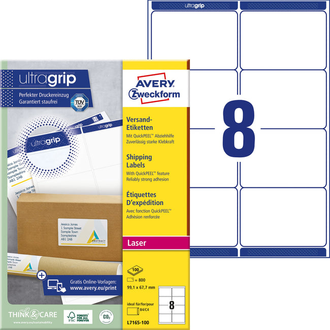 Avery -  Etiket  l7165 99.1x67.7mm wit 800st | 5 stuks