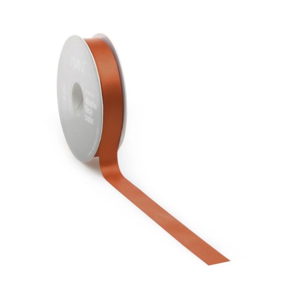Ruban satin PREMIUM Double face 16mm x 25 mètres brique/rouille