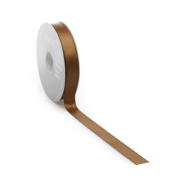 Ruban satin PREMIUM Double face 16mm x 25 mètres cognac