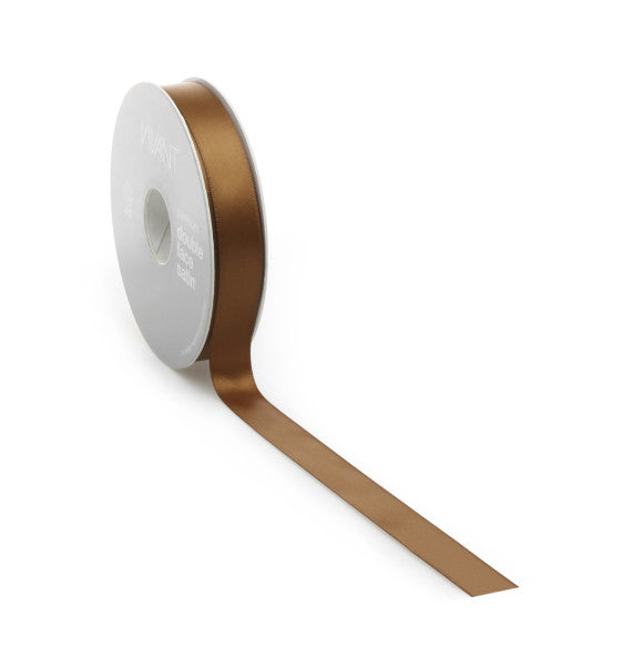 Ruban satin PREMIUM Double face 10mm x 25 mètres cognac