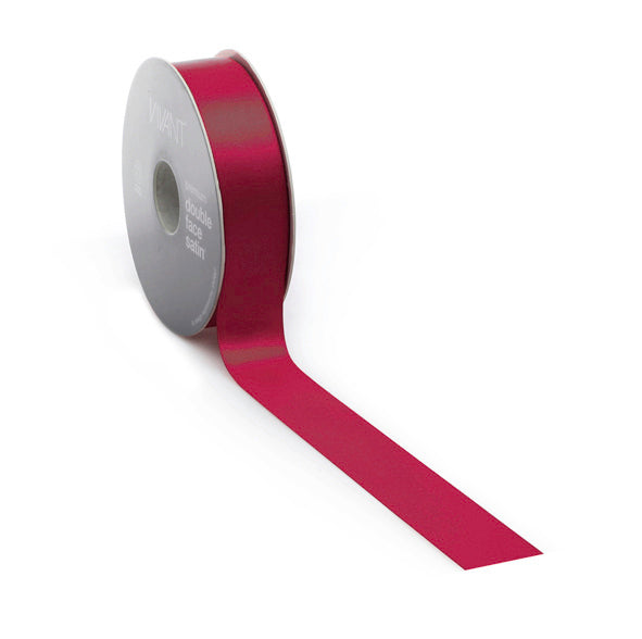 Ruban satin PREMIUM Double face 25mm x 25 mètres bordeaux