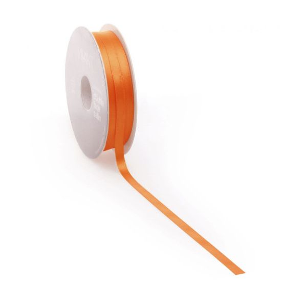 Ruban satin PREMIUM Double face 6mm x 50 mètres orange