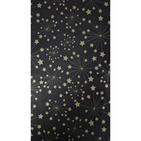 Papier de soie 50x75cm 22gr 100 feuilles noir étoiles dorées