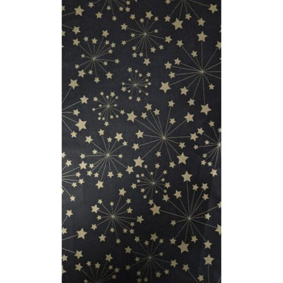 Papier de soie 50x75cm 22gr 100 feuilles noir étoiles dorées