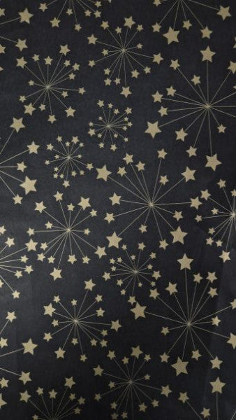 Papier de soie 50x75cm 22gr 100 feuilles noir étoiles dorées