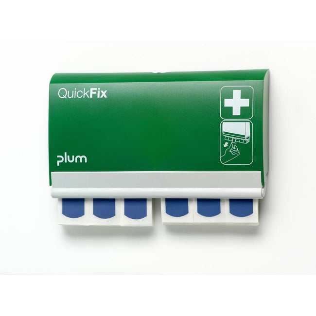 Plum - Distributeur de pansements QuickFix, comprenant 2 x 45 pansements bleus détectables