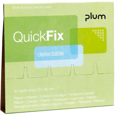Plum - Recharge QuickFix pour distributeur de pansements, 30 pansements bleus détectables