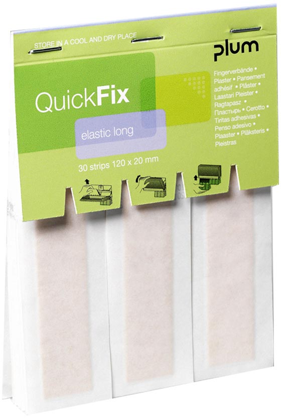 Plum - Recharge QuickFix pour distributeur de pansements, 30 pansements élastiques, ft 120 x 20 mm