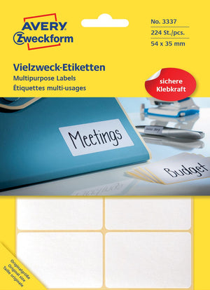 Avery Zweckform -  Zweckform 3337 universele etiketten ft 54 x 35 mm (b x h), 224 etiketten, wit