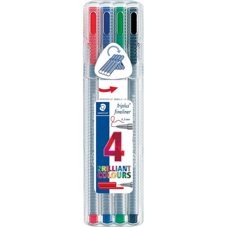Staedtler - Fineliner Triplus 334 assorti 0,3mm 4 pièces