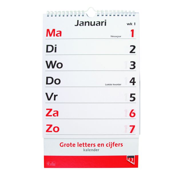 Quantore -  Kalender 2027 met grote letters en cijfers qua