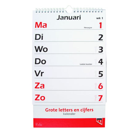 Quantore -  Kalender 2027 met grote letters en cijfers qua