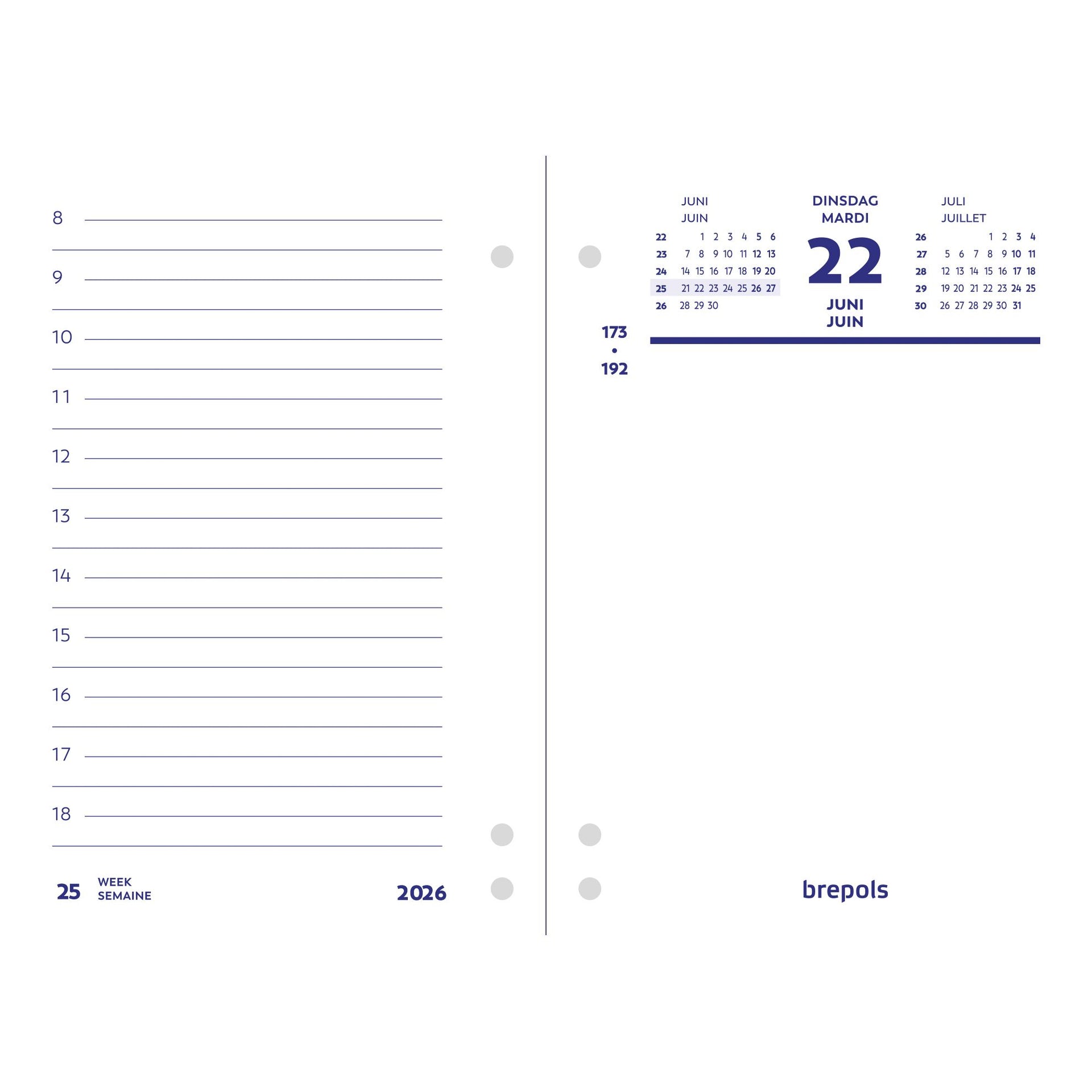 Brepols -  Omlegblok 2027  1d/2p universele ponsing