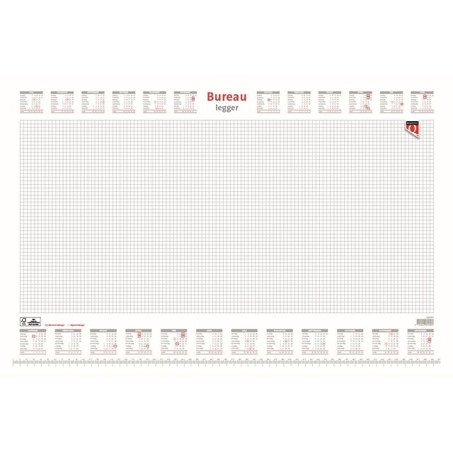 Quantore -  Bureau-onderlegblok 2026 ruit 56,5X36cm wit | 10 stuks