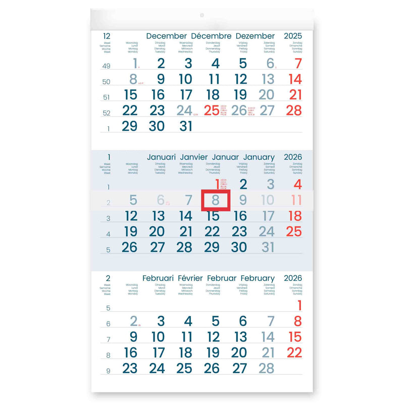 INNI - Calendrier 3 mois 2026 Manager | 5 pièces