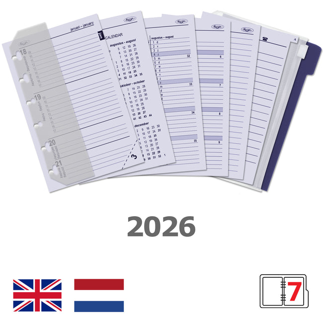 Kalpa - 6337-23 Recharge hebdomadaire pour classeur à anneaux de poche NL + Accessoires 2023