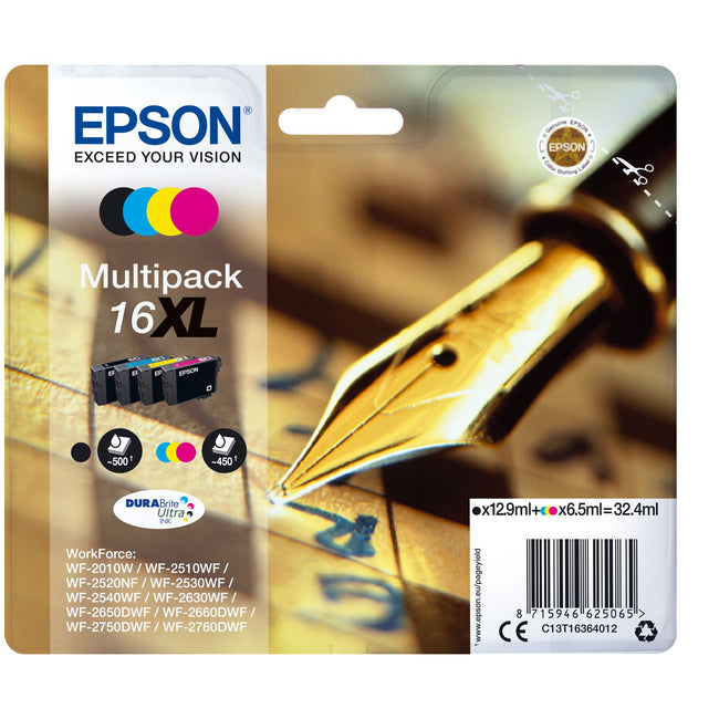 Epson - Cartouche d'encre 16XL T1636 noire + 3 couleurs
