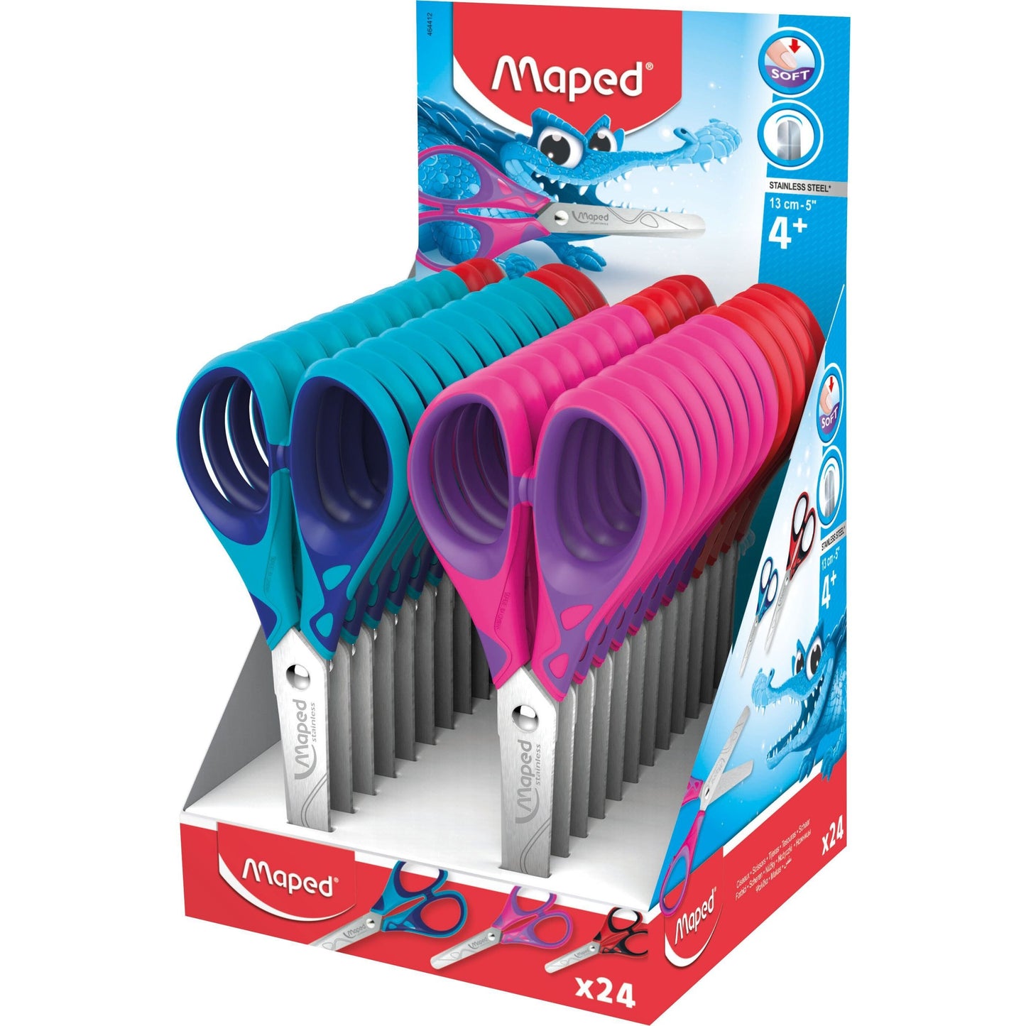Maped - Scissors Essentials Soft 13cm présentoir de 24 pièces assorties