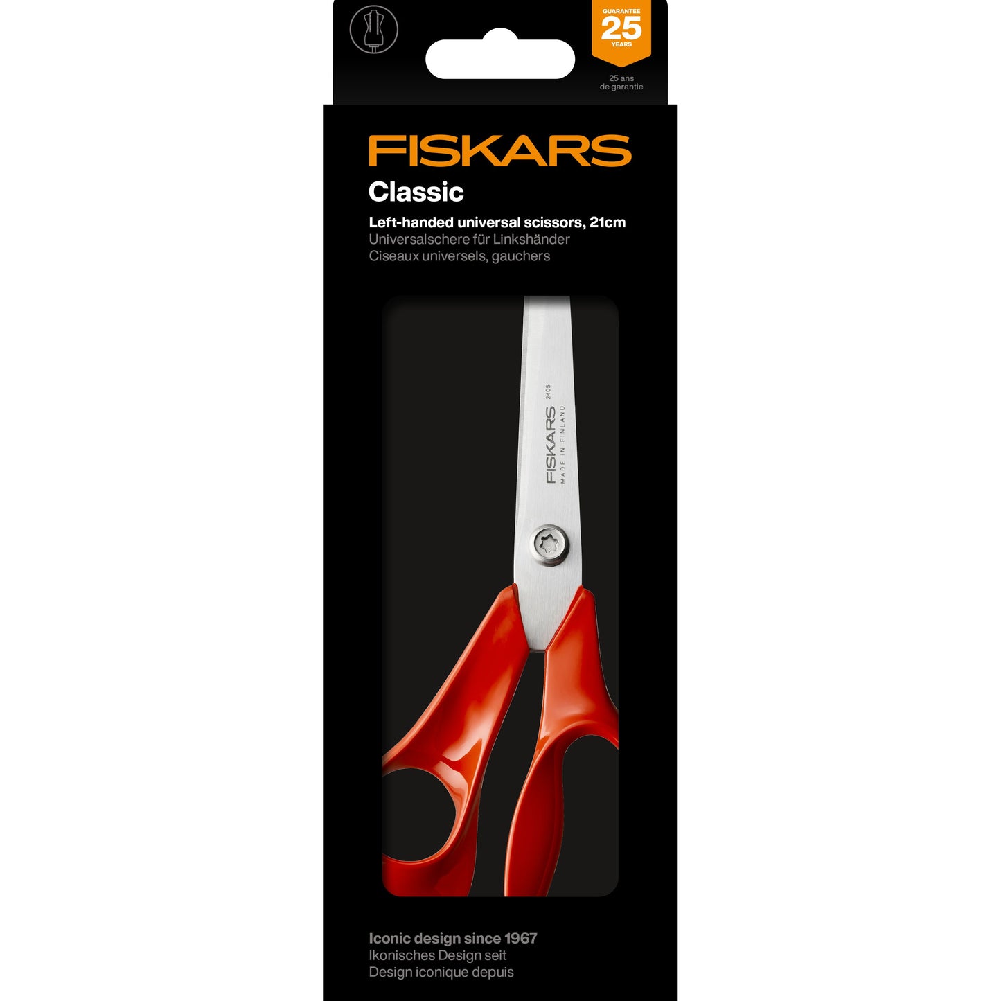 Fiskars -  Schaar  classic universeel 21cm links rood