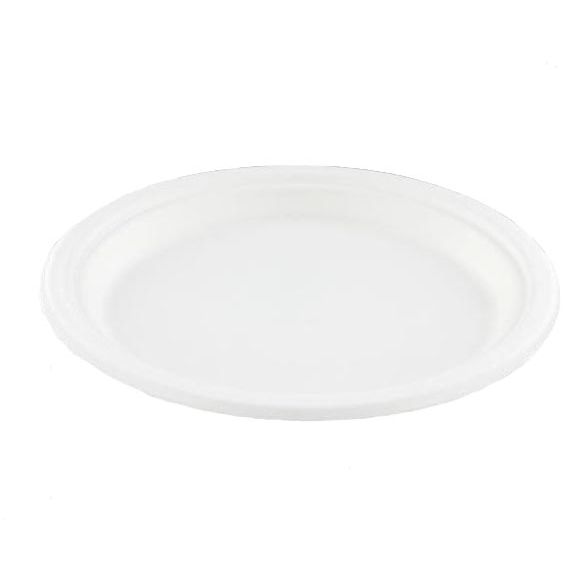 Conpax - Teller, aus Zuckerrohr, 23 cm, weiß, Packung à 50 Stück