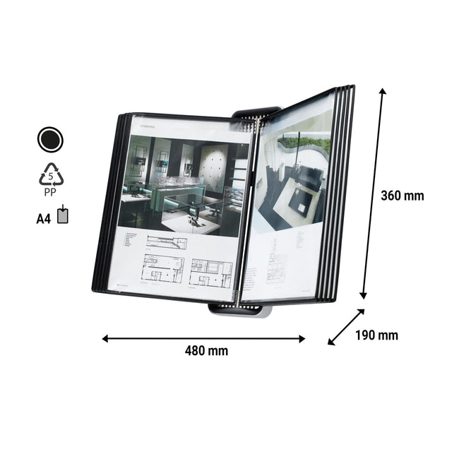 Tarifold -  Zichtpanelensysteem wand veo a4 pp zwart