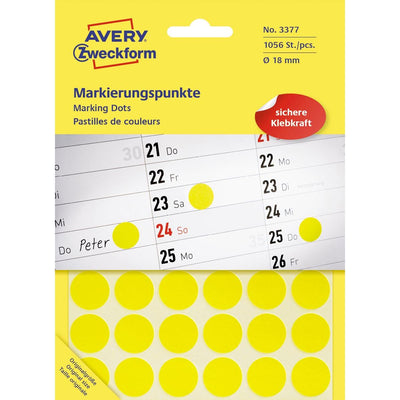 Avery Zweckform - Étiquettes rondes diamètre 18 mm, jaunes, 1 056 pièces
