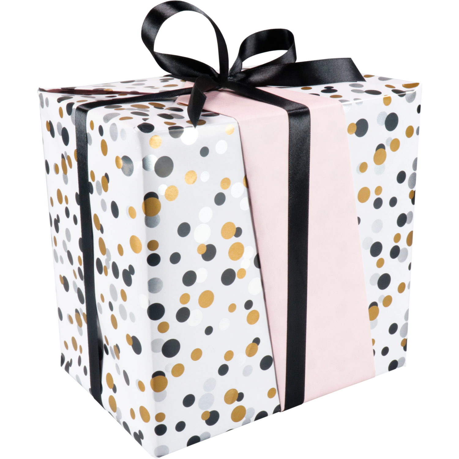Klika -  Cadeaupapier | 50cm | 200m | 80gr/m² | Confetti | zilver/goud/zwart