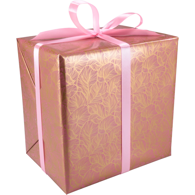 Klika - papier cadeau 50 cm | 200m | 80gr / m² Leafs | rose / or