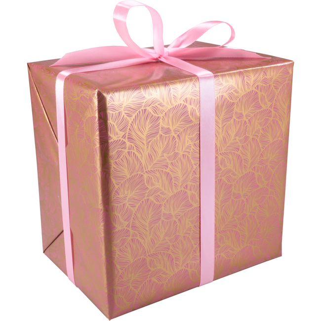 Klika - Papier d'emballage cadeau | 50 cm | 200m | 80gr/m² | Feuilles | rose/or
