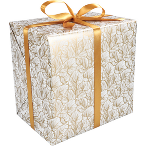 Klika -  Cadeaupapier | 200m | 80gr/m² | Leafs | wit/goud