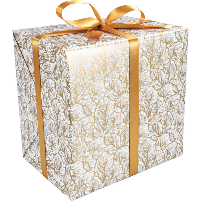 Klika - Papier d'emballage cadeau | 200m | 80gr/m² | Feuilles | blanc/or