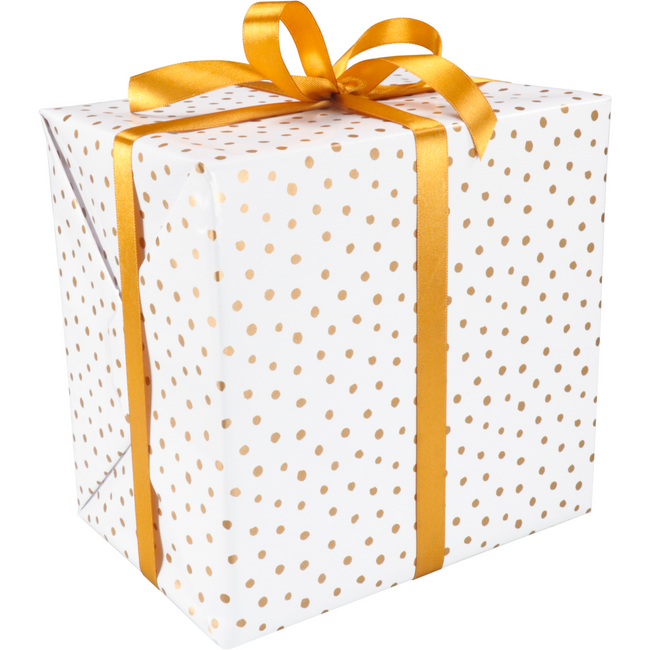 Klika - papier cadeau 30 cm | 200m | 80gr / m² Dots de fête | blanc / or