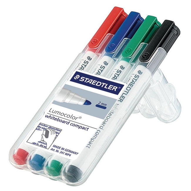Staedtler - marqueur pour tableau blanc Lumocolor Compact boîte de 4 pièces couleurs assorties