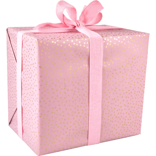 Klika - Papier d'emballage cadeau | 50 cm | 100m | 65gr/m² | Points | rose/or