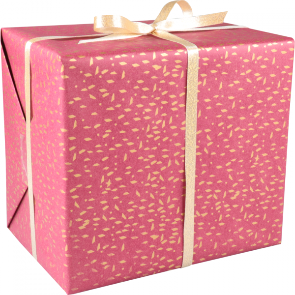 Klika - Papier d'emballage cadeau | 50 cm | 100m | 65gr/m² | Confettis | rouge/or