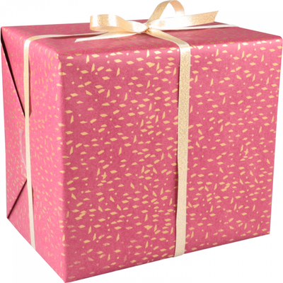 Klika - Papier d'emballage cadeau | 50 cm | 100m | 65gr/m² | Confettis | rouge/or