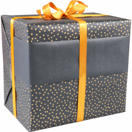 Klika - Papier d'emballage cadeau | 50 cm | 200m | 65gr/m² | Points | noir/or