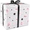 Klika - Papier d'emballage cadeau | 50 cm | 100m | 80gr/m² | L'heure de la fête | blanc/noir/rose