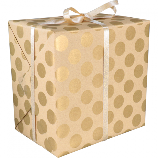 Klika - Papier d'emballage cadeau | 50 cm | 200m | 65gr/m² | Points | or