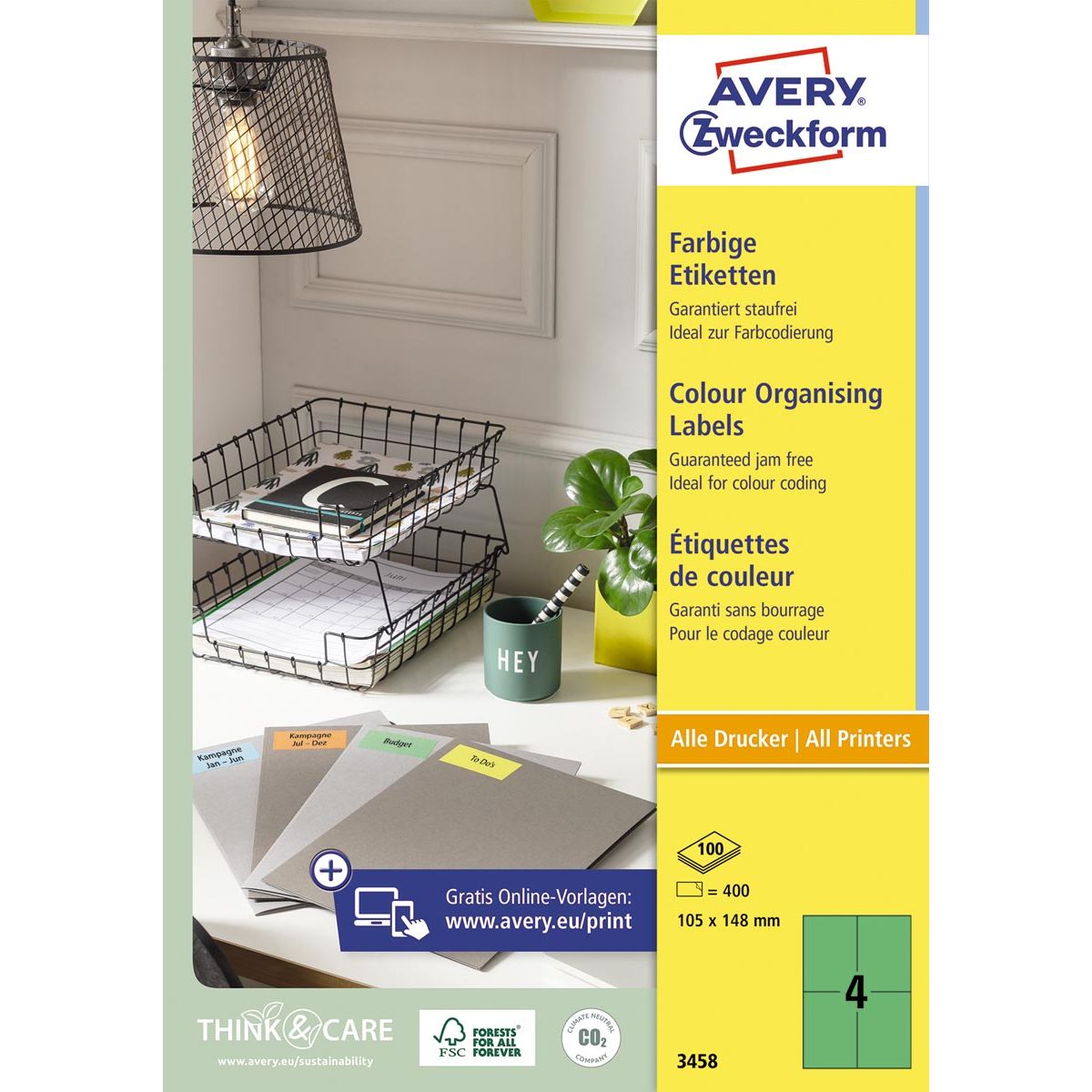 Avery Zweckform - Etiket az 3458 105x148mm a6 groen 400 stuks