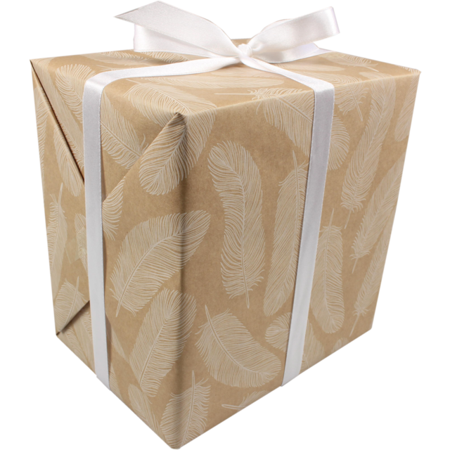 Klika - papier cadeau 50 cm | 200m | 60gr / m² Plumes naturelles | blanc naturel