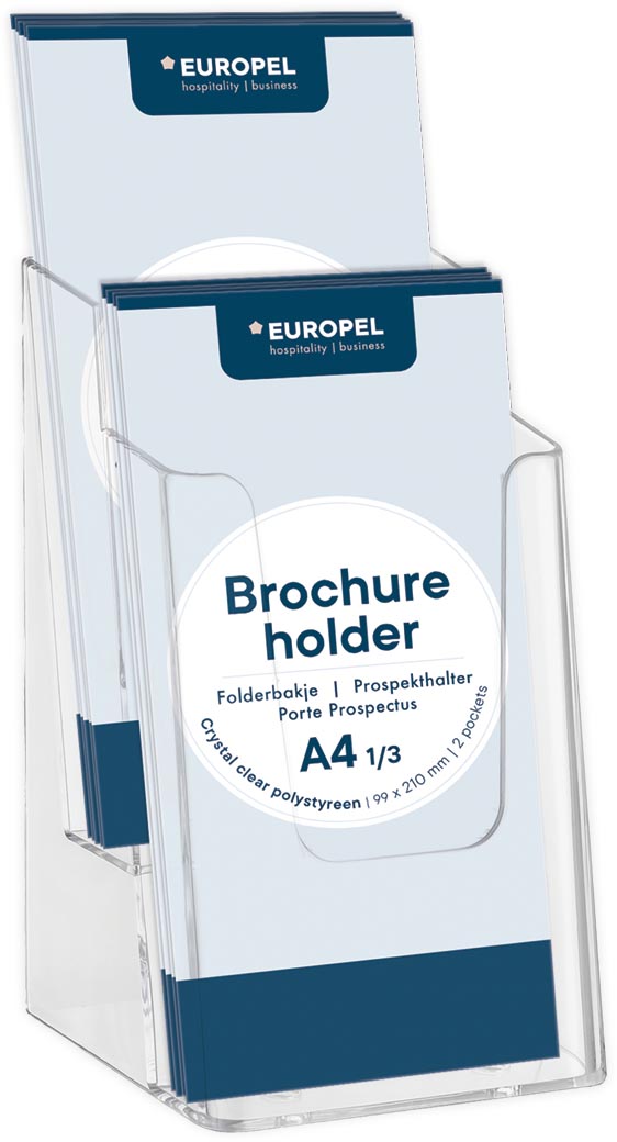 Europel - Porte-dépliant peel 2 compartiments 1/3 A4 transparent