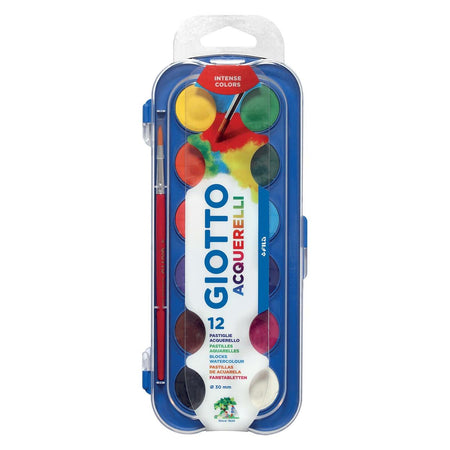 Giotto -  waterverf, doos met 12 napjes en 1 penseel